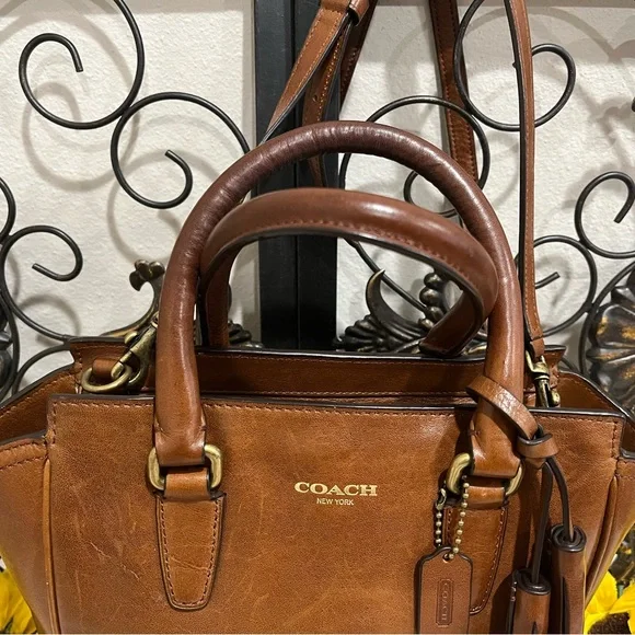 COACH Legacy Mini Tanner Pyramid Stud Crossbody RARE! Brown GUC! - Picture 4 of 15
